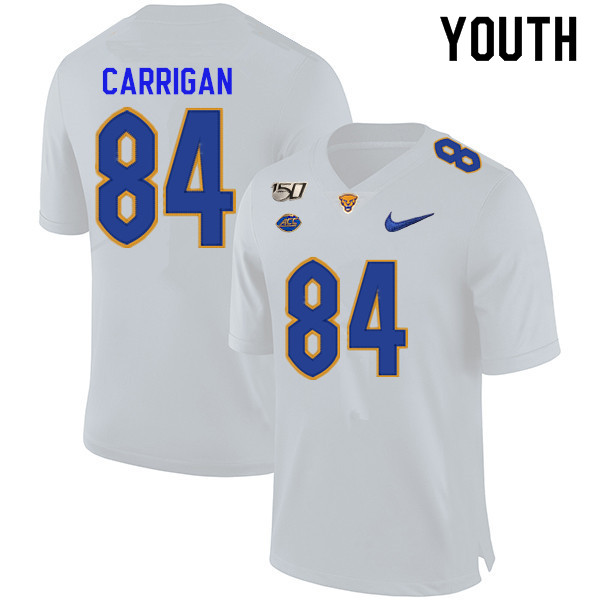 2019 Youth #84 Grant Carrigan Pitt Panthers College Football Jerseys Sale-White